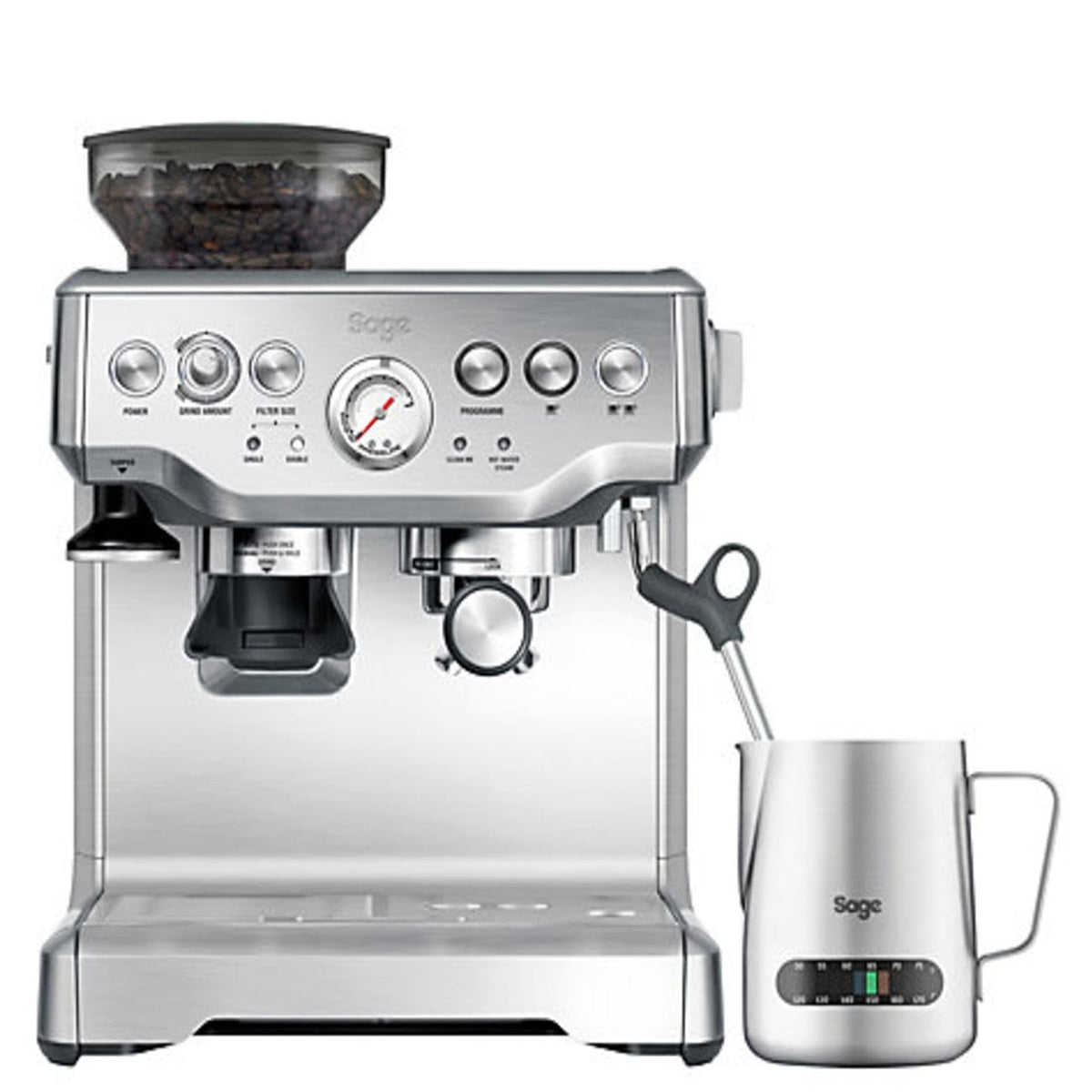 Sage Barista Express, No Temp Control Jug, Brushed Stainless Steel