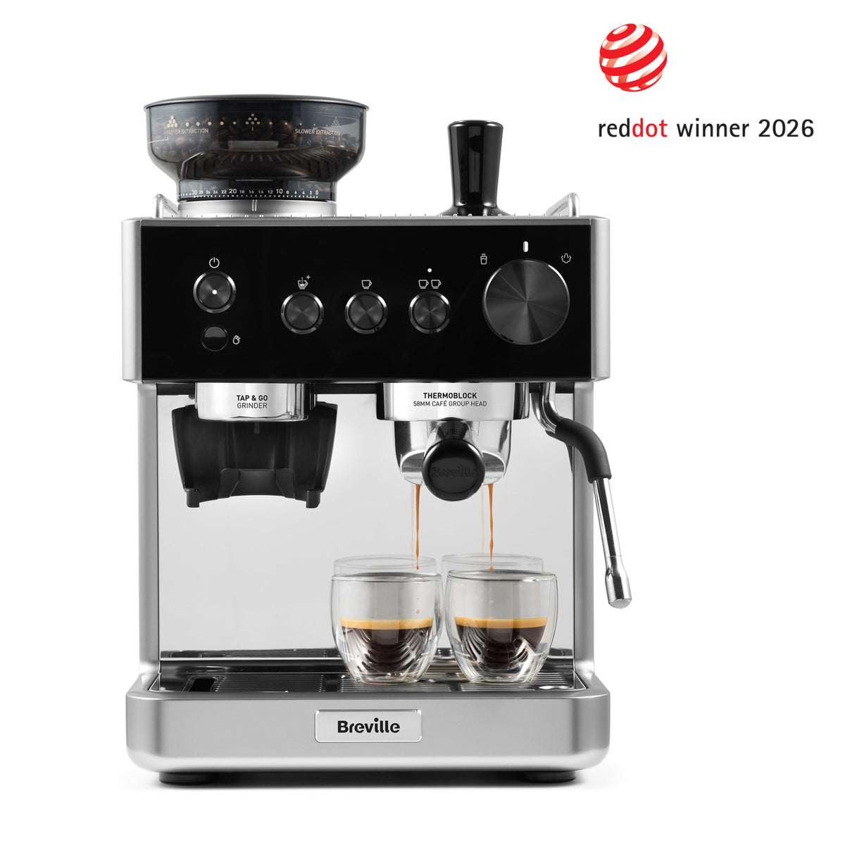 Breville Barista Max Espresso Machine | Latte & Cappuccino Coffee Maker with Integrated Bean Grinder & Steam Wand | 2.8 L Water Tank | 15 Bar Italian Pump | Stainless Steel
