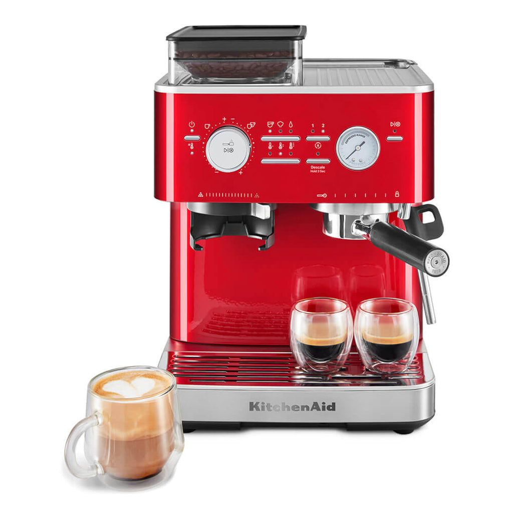 KitchenAid Semi-Automatic Espresso Machine, Integrated Conical Burr Grinder, 15-Bar Pump, Smart Dosing Technology, Professional 58mm Portafilter, Steam Wand, 2.5L Water Tank, Cast Iron Black
