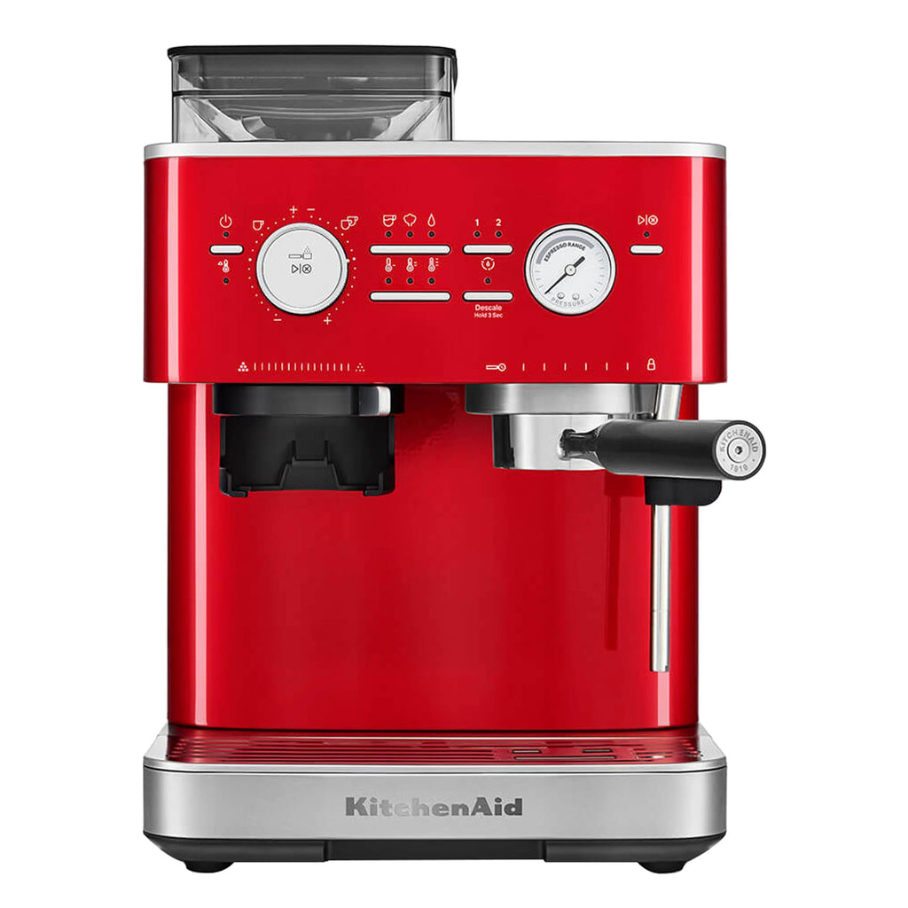 KitchenAid Semi-Automatic Espresso Machine, Integrated Conical Burr Grinder, 15-Bar Pump, Smart Dosing Technology, Professional 58mm Portafilter, Steam Wand, 2.5L Water Tank, Cast Iron Black