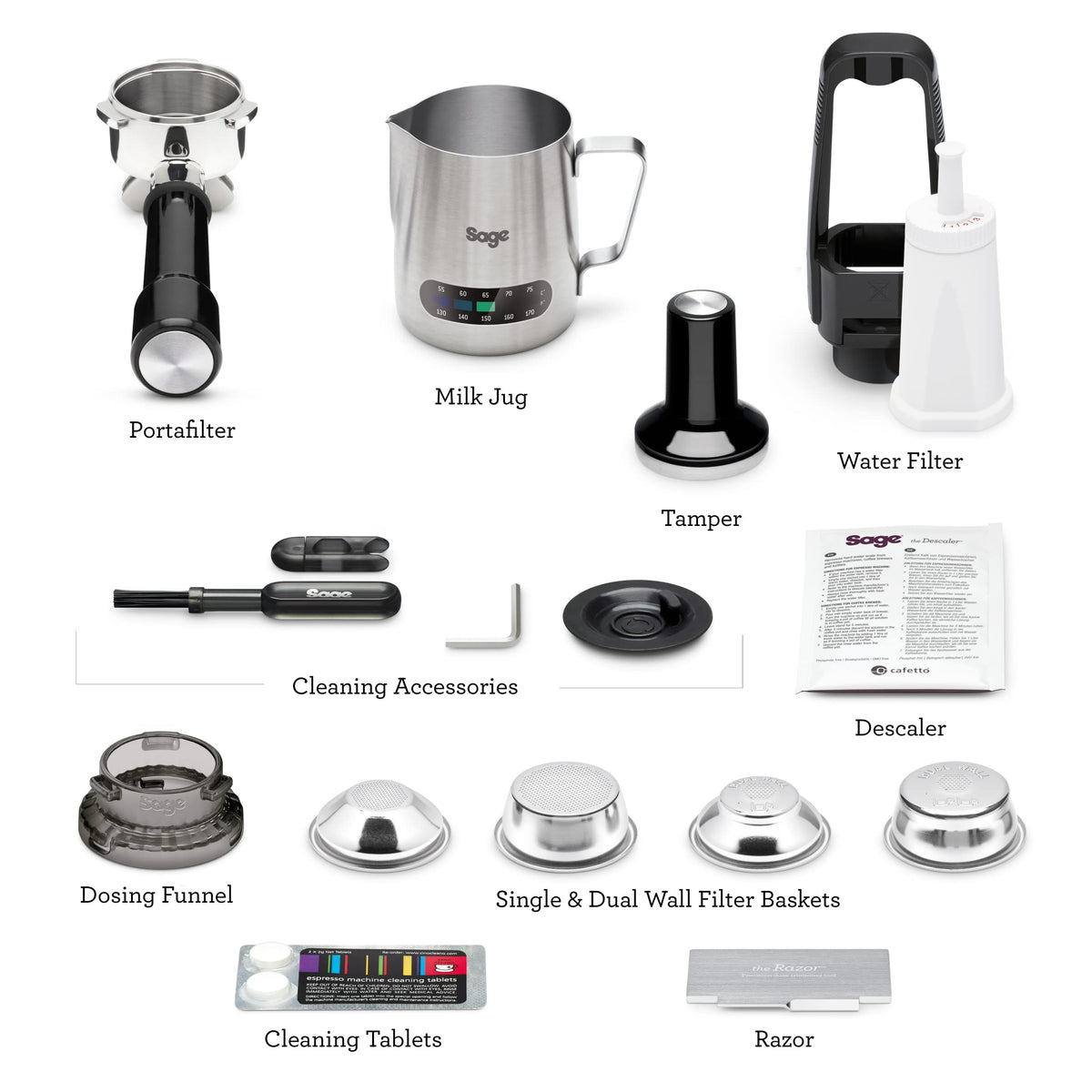 Sage Barista Express, No Temp Control Jug, Brushed Stainless Steel