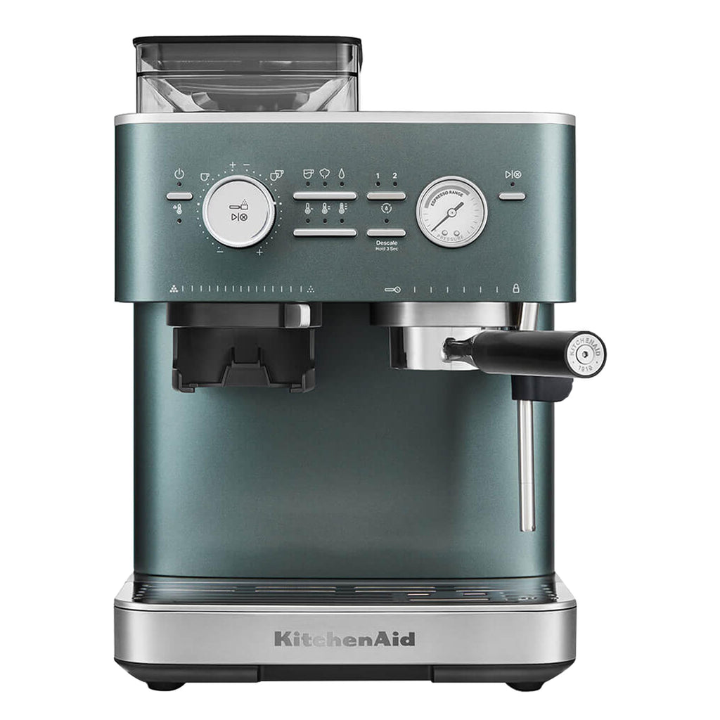 KitchenAid Semi-Automatic Espresso Machine, Integrated Conical Burr Grinder, 15-Bar Pump, Smart Dosing Technology, Professional 58mm Portafilter, Steam Wand, 2.5L Water Tank, Cast Iron Black