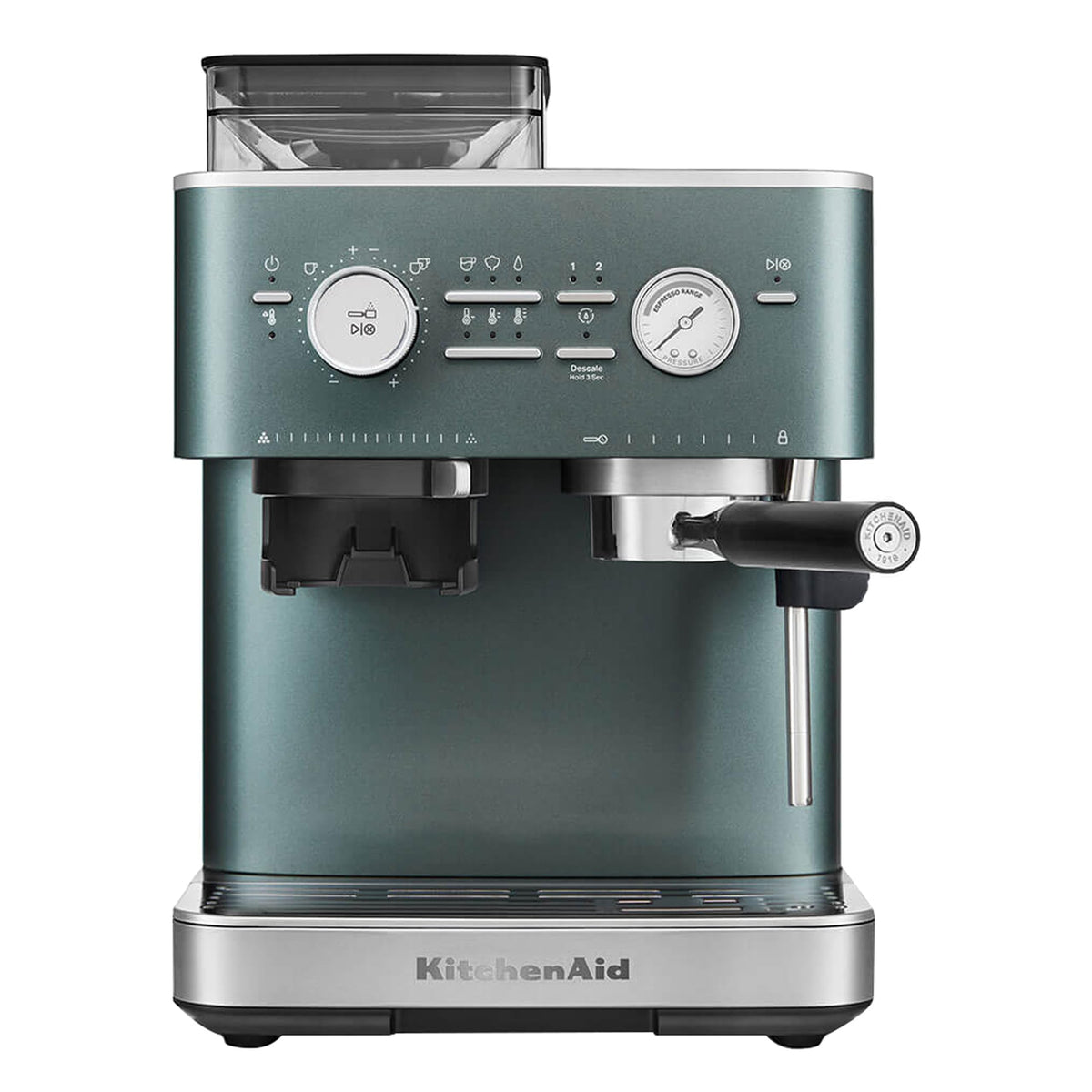 KitchenAid Semi-Automatic Espresso Machine, Integrated Conical Burr Grinder, 15-Bar Pump, Smart Dosing Technology, Professional 58mm Portafilter, Steam Wand, 2.5L Water Tank, Cast Iron Black