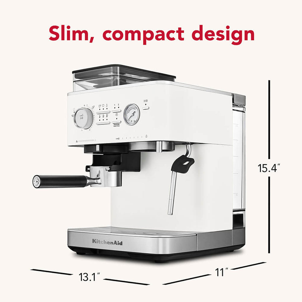 KitchenAid Semi-Automatic Espresso Machine, Integrated Conical Burr Grinder, 15-Bar Pump, Smart Dosing Technology, Professional 58mm Portafilter, Steam Wand, 2.5L Water Tank, Cast Iron Black