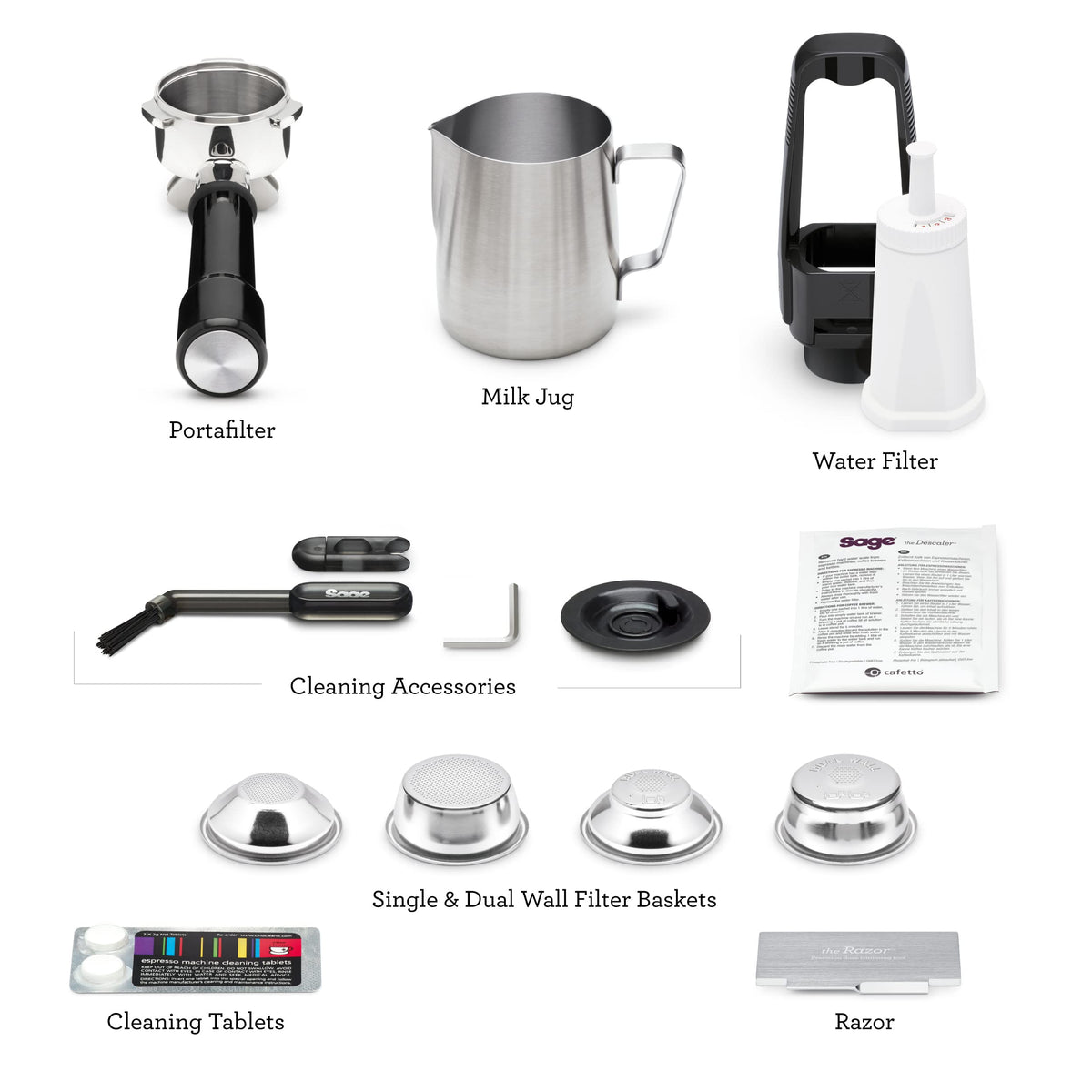 Sage Barista Express, No Temp Control Jug, Brushed Stainless Steel