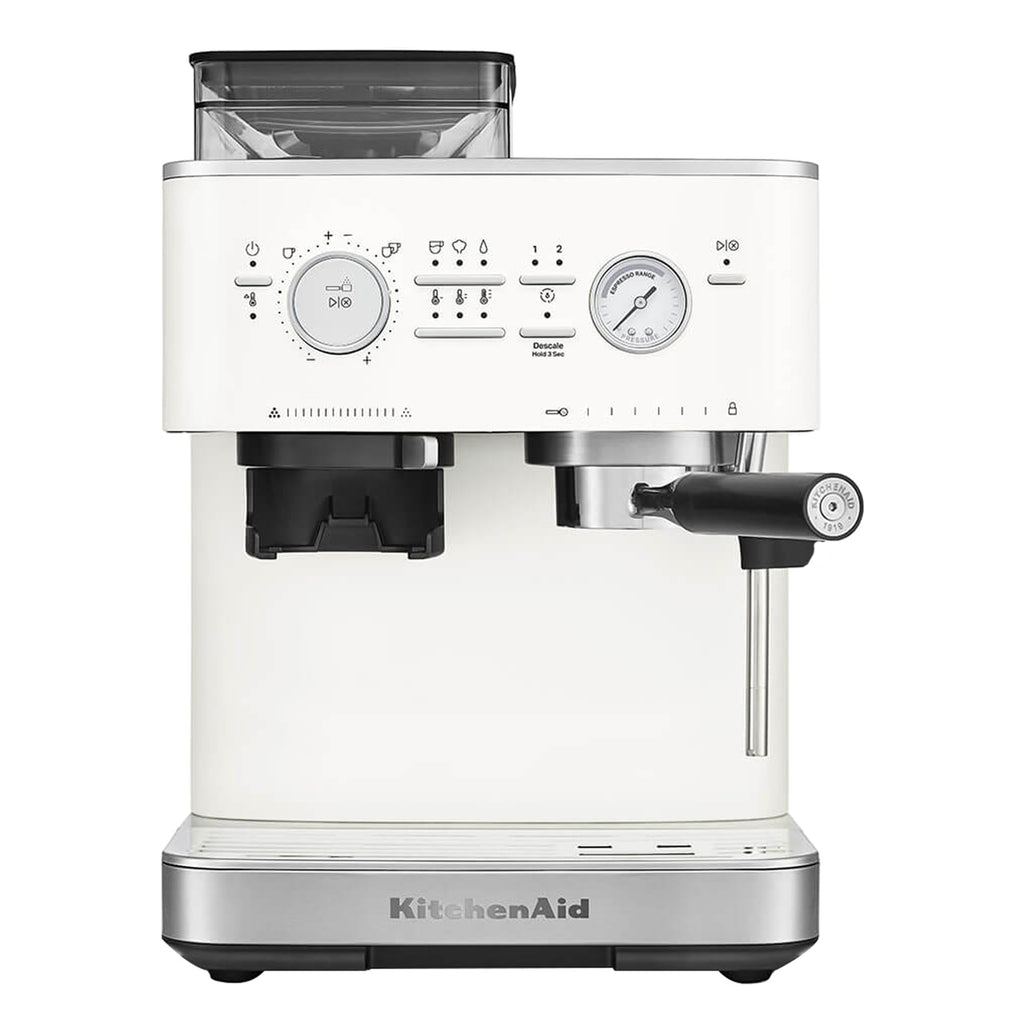 KitchenAid Semi-Automatic Espresso Machine, Integrated Conical Burr Grinder, 15-Bar Pump, Smart Dosing Technology, Professional 58mm Portafilter, Steam Wand, 2.5L Water Tank, Cast Iron Black