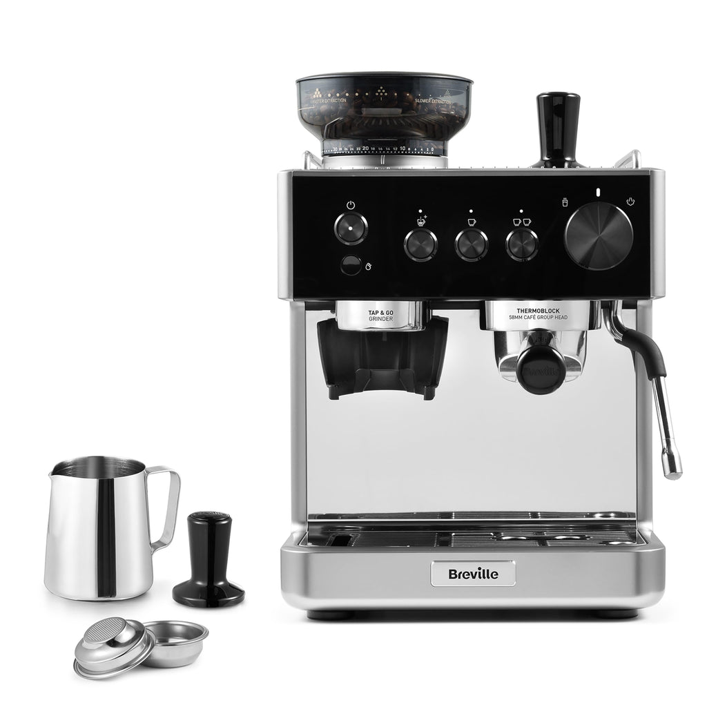 Breville Barista Max Espresso Machine | Latte & Cappuccino Coffee Maker with Integrated Bean Grinder & Steam Wand | 2.8 L Water Tank | 15 Bar Italian Pump | Stainless Steel