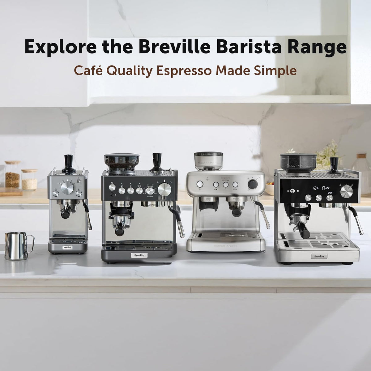 Breville Barista Max Espresso Machine | Latte & Cappuccino Coffee Maker with Integrated Bean Grinder & Steam Wand | 2.8 L Water Tank | 15 Bar Italian Pump | Stainless Steel