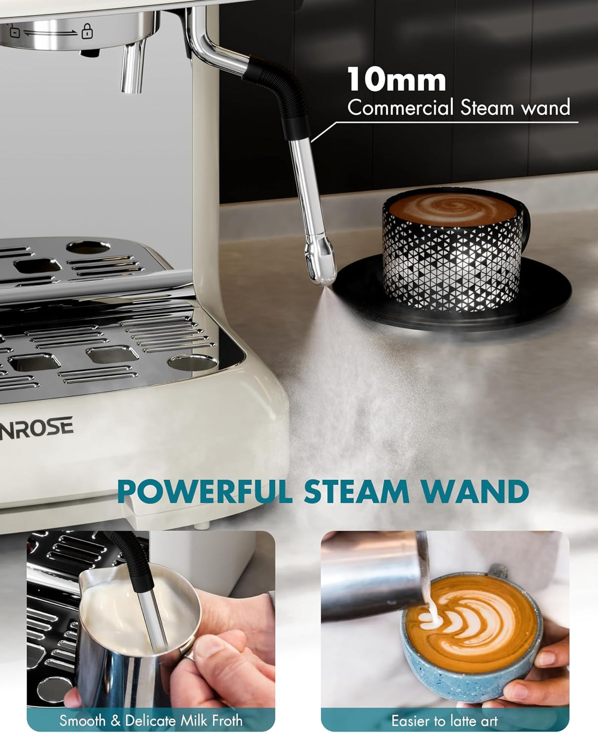 Espresso Machine with Grinder, 20 Bar ULKA Pump, 58mm Portafilter