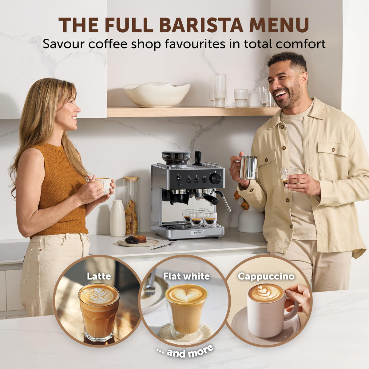 Breville Barista Max Espresso Machine | Latte & Cappuccino Coffee Maker with Integrated Bean Grinder & Steam Wand | 2.8 L Water Tank | 15 Bar Italian Pump | Stainless Steel